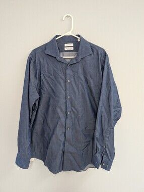 Calvin Klein Men's Indigo Button-Down Dress Shirt
